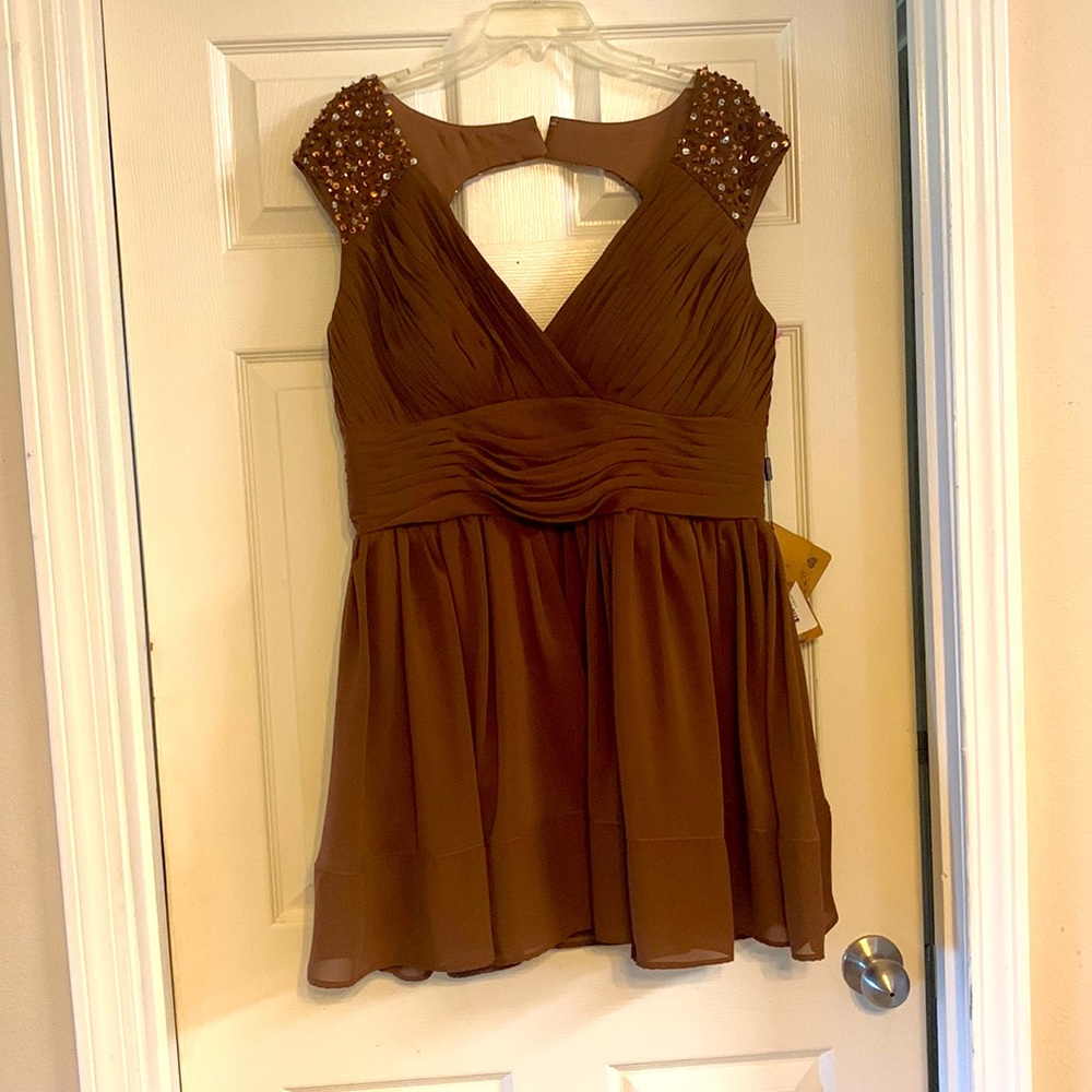Brown sequence cocktail dress
